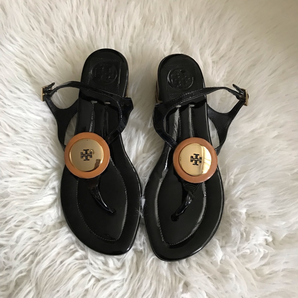 Tory Burch Black Block Heel Sandals